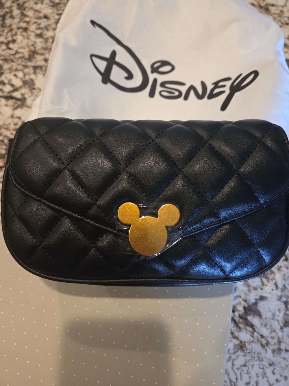 NWT Disney Quilted Black Crossbody with Gold Mickey Accent